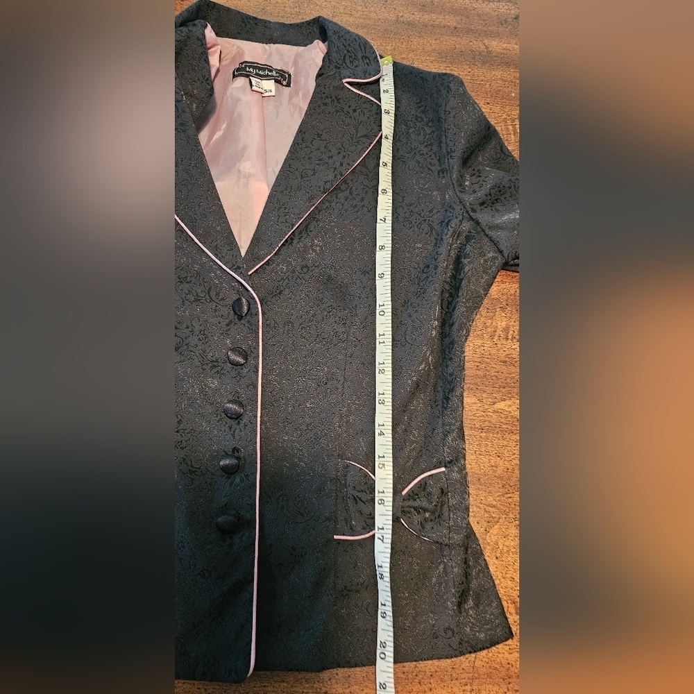 My Michelle Women's Junior Black Blazer Pink Trim Size 5/6 Career Office Jacket - Picture 15 of 15